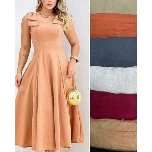 VESTIDO FEMENINO  GODE STILO MIDO  LUXO  LINHO FORRADA ELASTEX NAS COSTAS  HOMBRO ELENGANTE