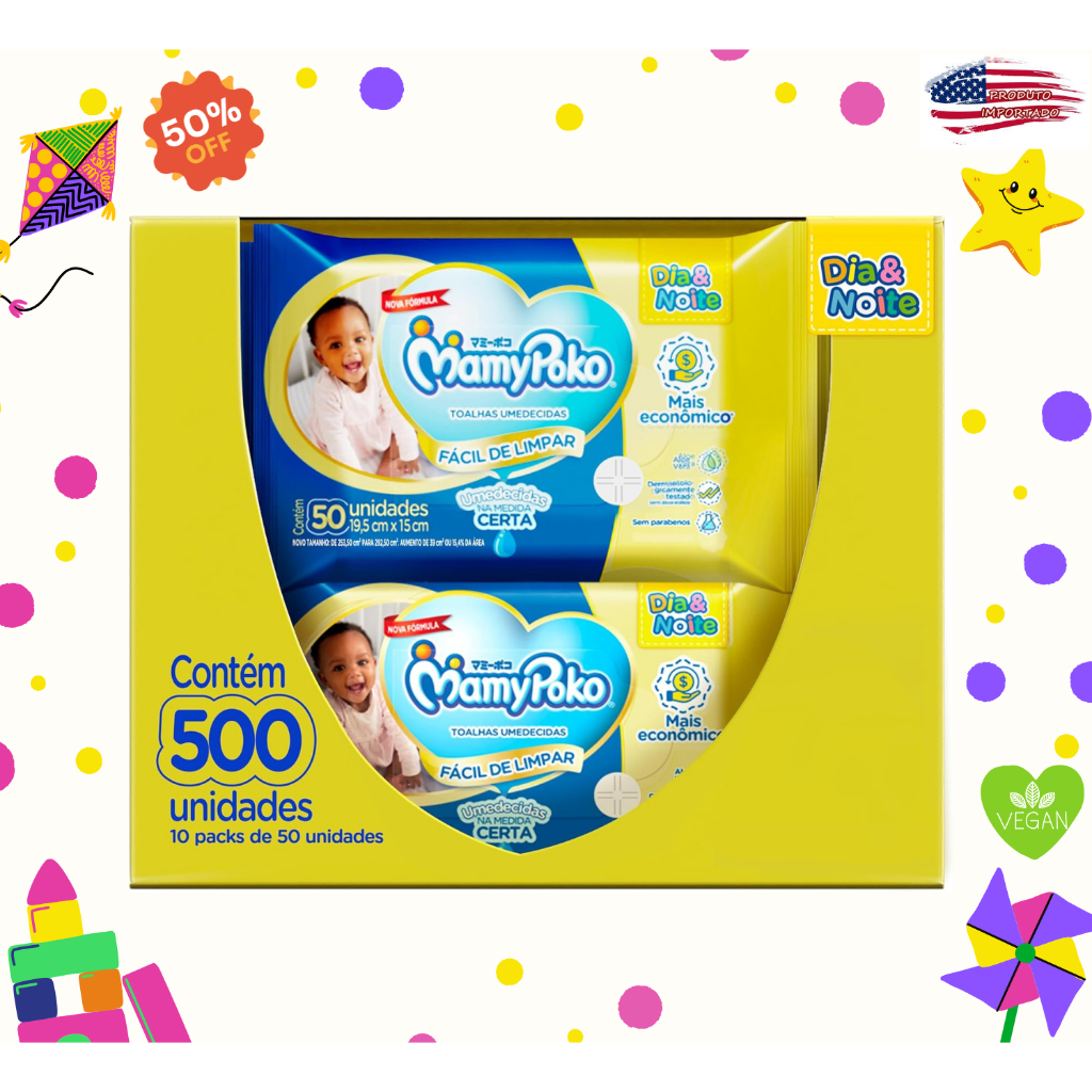 MamyPoko Lenços Umedecidos Dia & Noite 500 Unidades