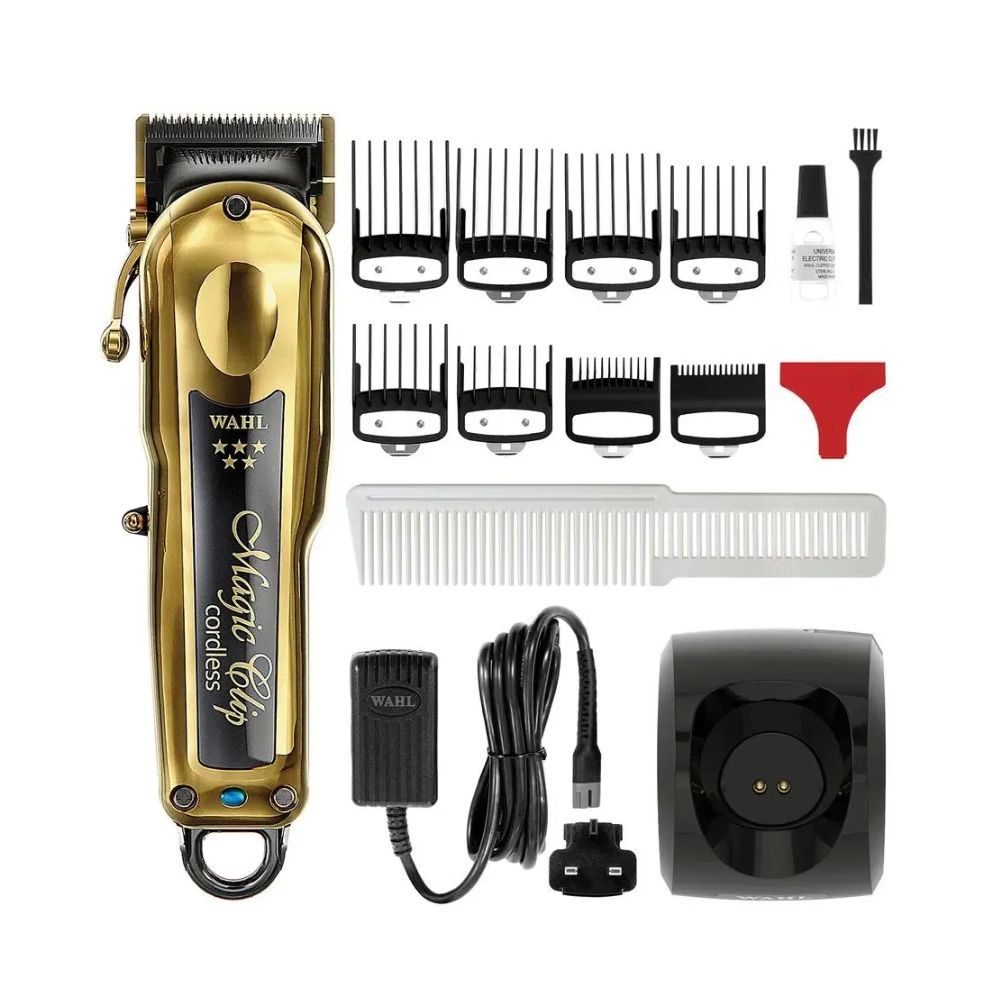 Máquina de Cortar Cabelo Magic Clip Sem Fio, Gold Bivolt Wahl Profissional, Motor 6.500RPM