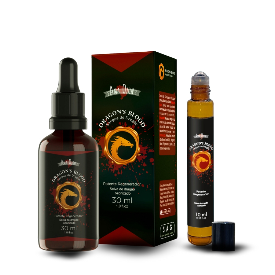 Kit Ama Ozon Versões 30ml E Roll-on 10ml Óleo Ozonizado Seiva Sangue de Dragão