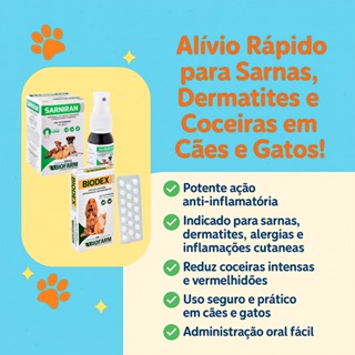 Sarniran 30ml + Biodex - Medicamento Sarnas,dermatite, Corticoide, Cães E Gatos em Oferta na Shopee
