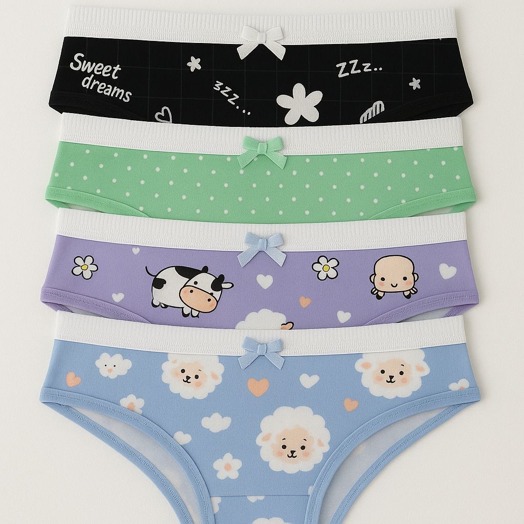 Kit 5 Calcinha Infantil Estampada Calçolinha Confortável Menina Kids