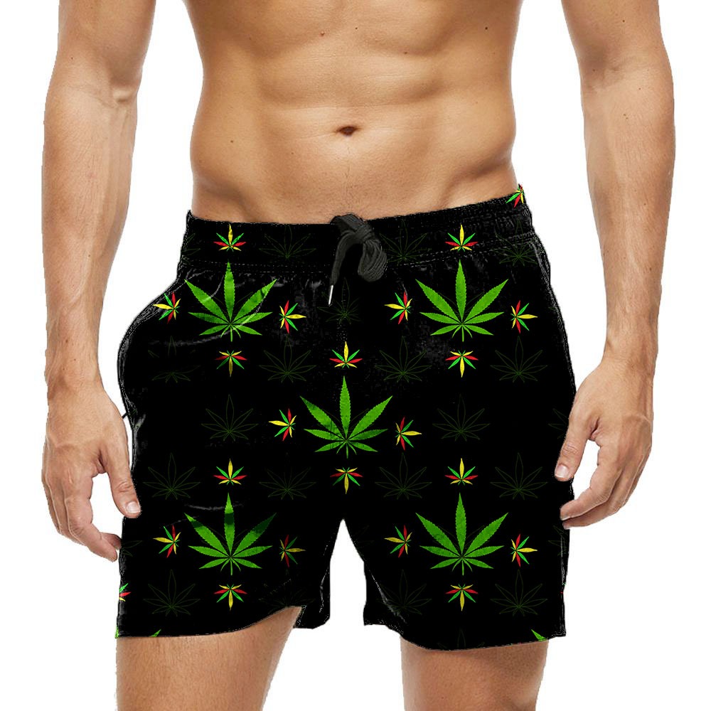 Shorts Bermuda Calção Verão Praia Marijuana Vibes Verdinha Verde
