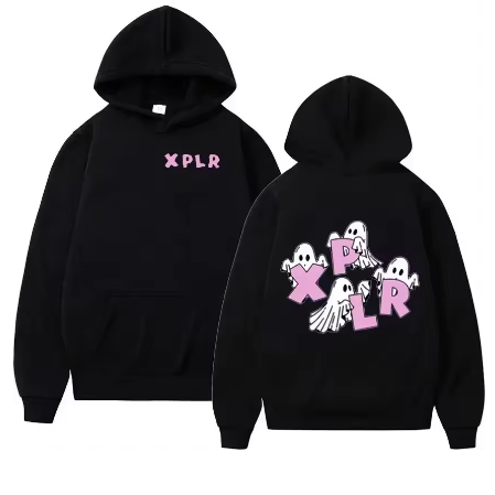 Moletom Canguru Blusa de frio com capuz Algodão Unissex Inverno Casaco FANTASMA