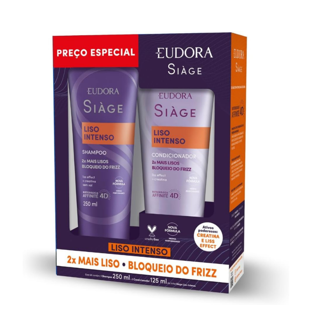 Kit Eudora Siàge Liso Intenso Shampoo 250ml + Condicionador 125ml