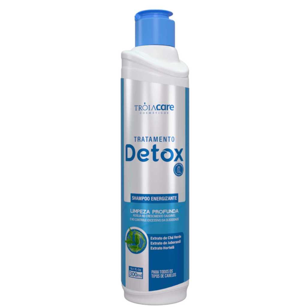 Shampoo Energizante Detox Tróia Hair 300ml – Limpeza Profunda, Frescor e Controle da Oleosidade