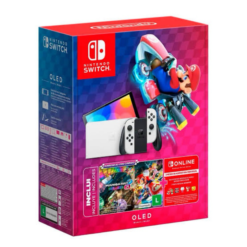 Nintendo Switch OLED + Mario Kart 8 Deluxe - Pronta Entrega!