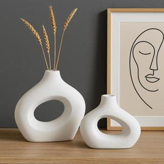 Kit Vaso Minimalista Decorativo Boho Bohochic Rustico Moderno Escritorio Escultura 2pçs