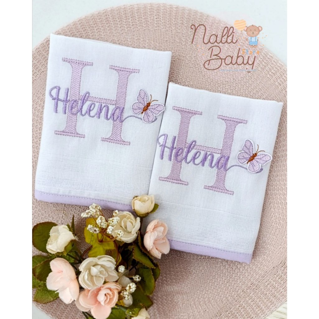Kit Fraldas de Boca Personalizada | Fralda de Boca | Pano de Boca Menina - Nome Sobreposto