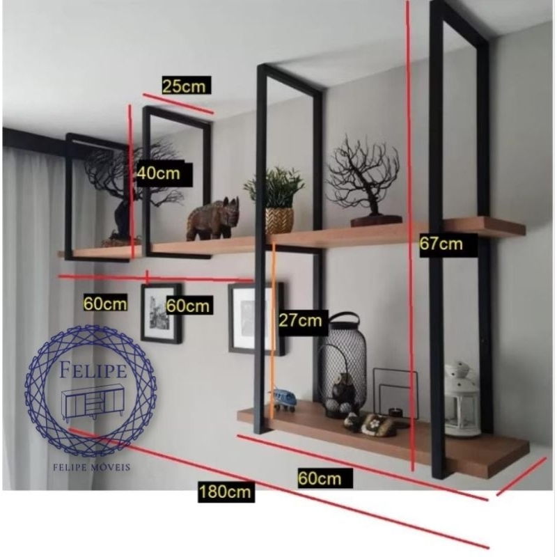 PRATILHEIRA INDUSTRIAL  LUX SUSPENSA , SUPORTES E PRATELEIRAS(INFORMA SE FOR INSTALAR NO TETO)