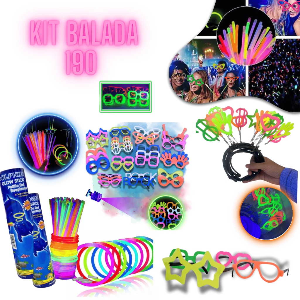 Kit Balada Festa Neon 190 Un Ideal Para Aniversario Casamento Confraternizacao Brilha Na Luz Negra