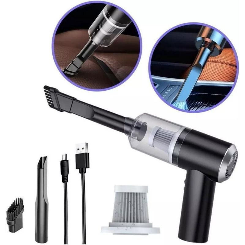 Mini Aspirador de Pó Portátil USB Recarregável - Potente e Silencioso para Carro, Mesa e Teclado