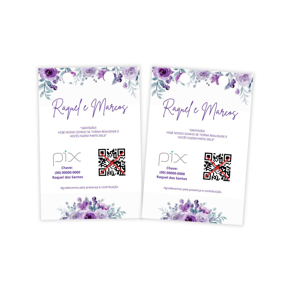 Kit 2 Plaquinhas Pix Qr Code Operação Lua de Mel
