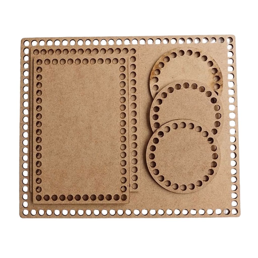 Kit Base Crochê MDF Para Kit Higiêne Bebê Fio de Malha Artesanato