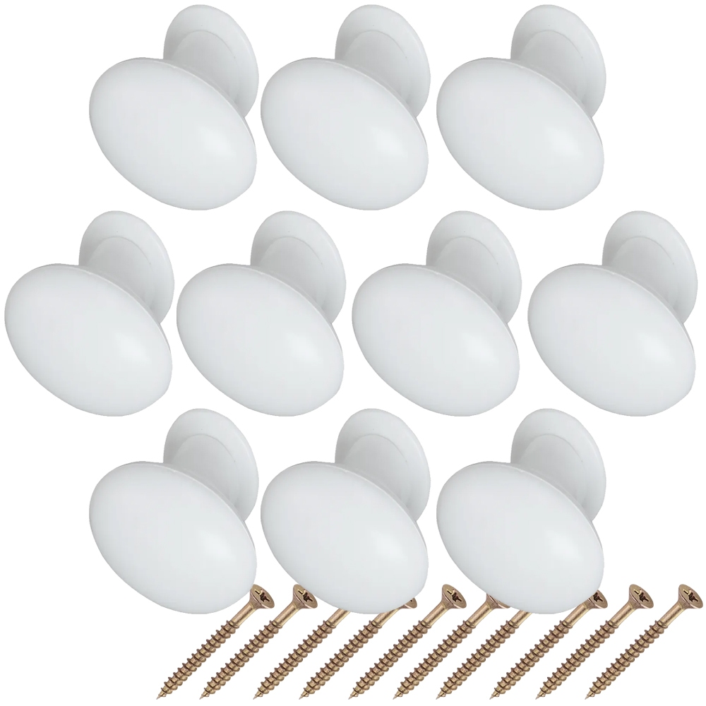 10 Puxadores Para Amario Moveis Oval Grande Branco - Fabio Ferragens
