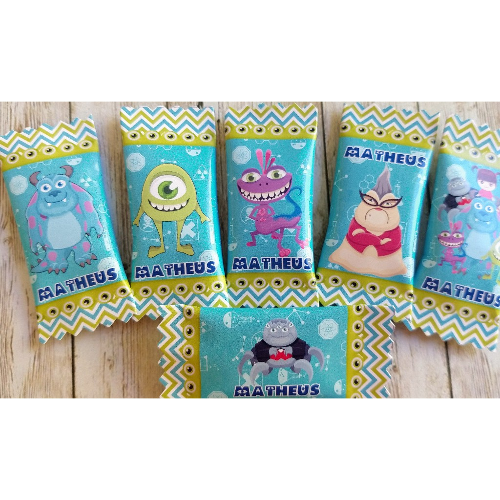 50 balas personalizadas para festa infantil Lembrancinhas - Monstros S.A.