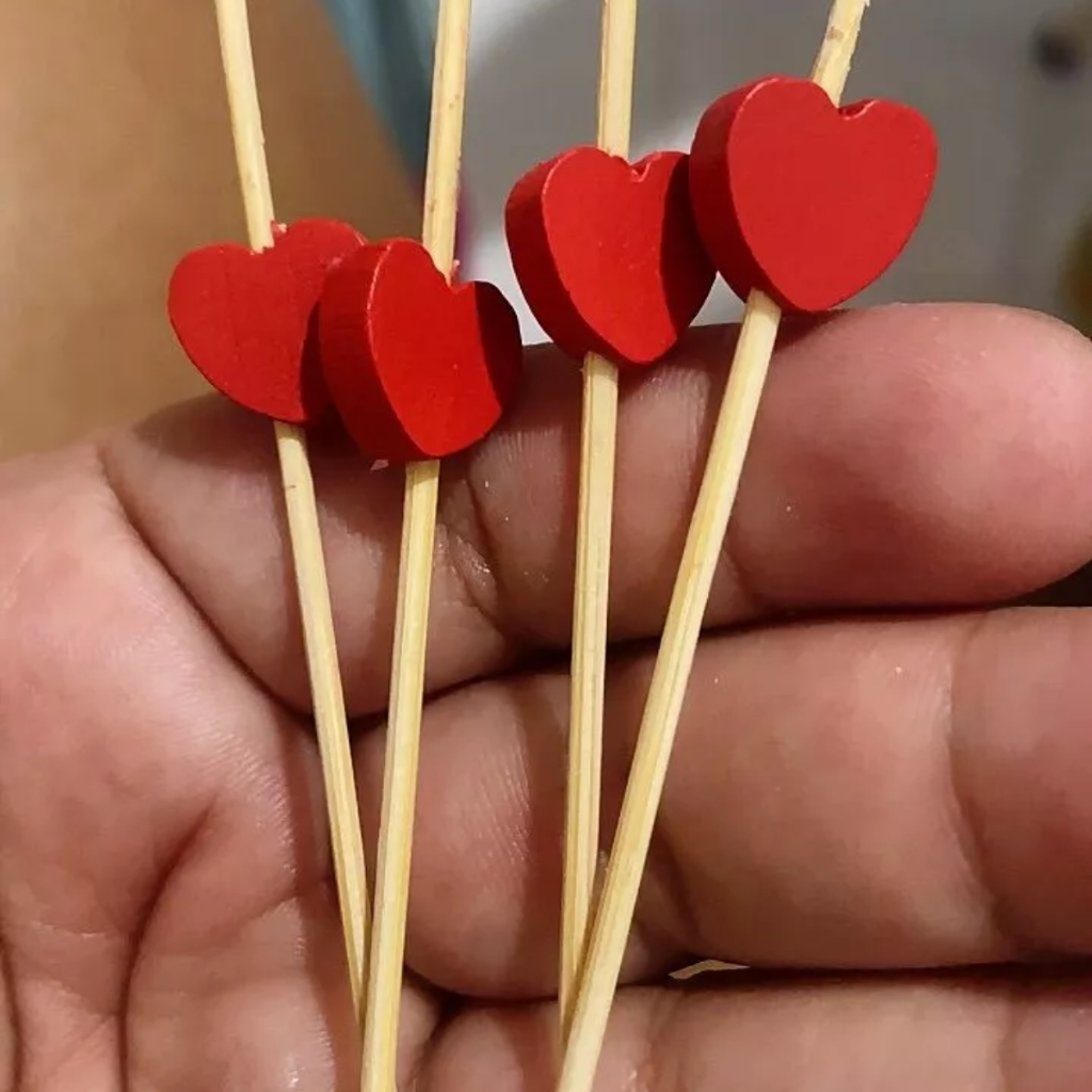 Palito Coração para Petiscos 20 unidades - ArtLille em Oferta na Shopee