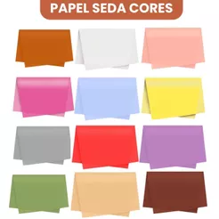 Papel de Seda 50x70cm Grande Diversas Cores para Embalagem Presente - 10 Unidades