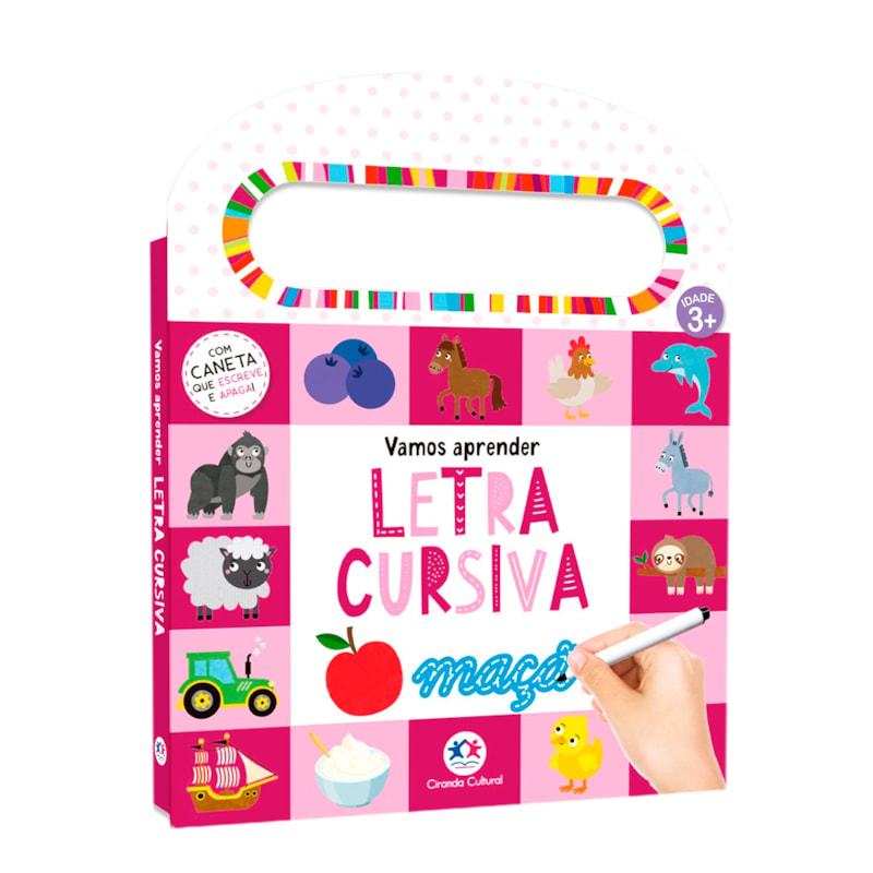 Livro Vamos Aprender Letra Cursiva | Com Caneta Que Escreve e Apaga | Idade 3+