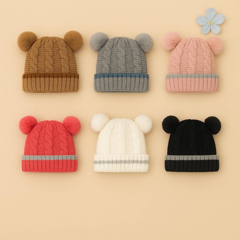 Touca Infantil com Pompom Inverno Bebê Criança Menino Menina Quentinha Forrada Macia