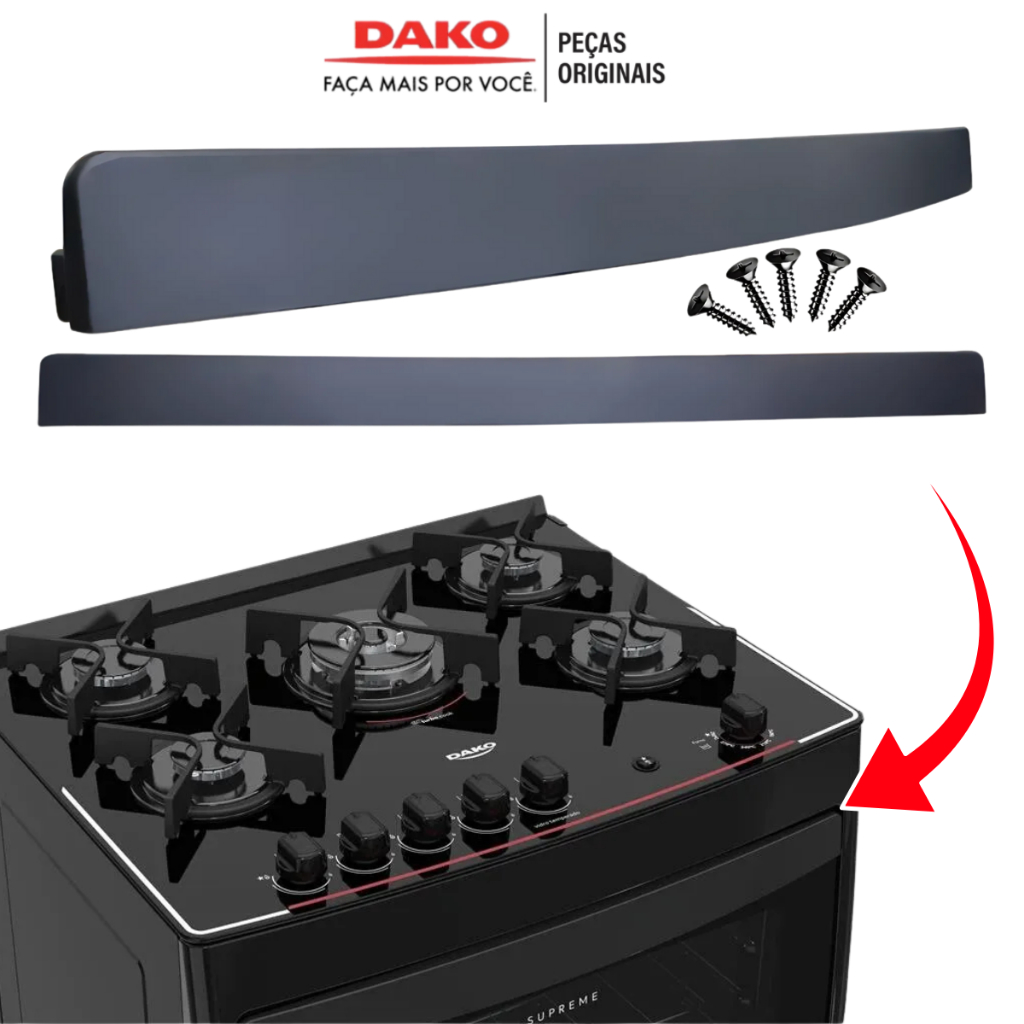 PUXADOR PORTA FOGÃO DAKO SUPREME TITANIUM GLASS 100% ORIGINAL 5 BOCAS em Oferta na Shopee