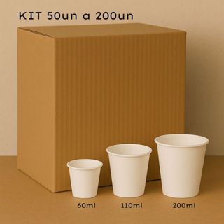 Copo para Bebidas Quentes e Geladas - Ecológico Papel e Fibra de Bambu alta resistência 200ml 110ml e 60ml em Oferta na Shopee