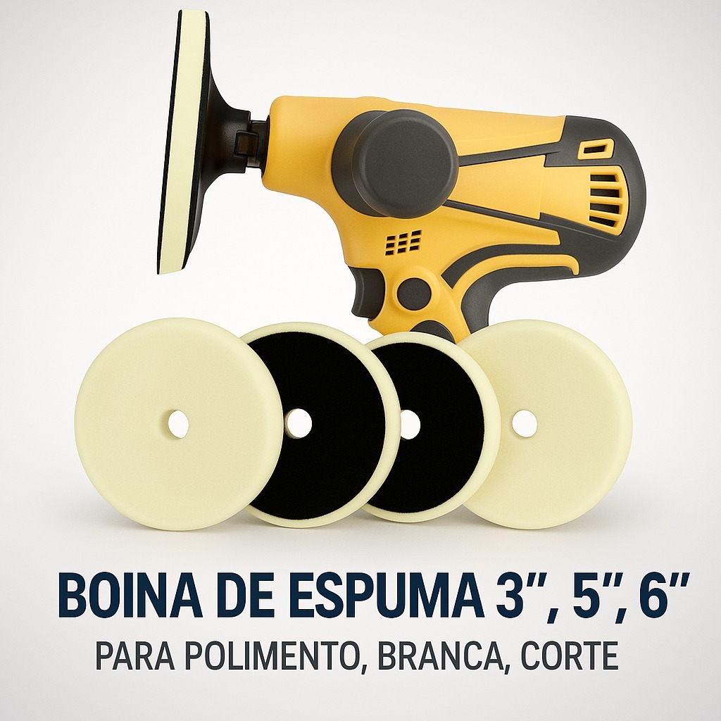 Boina de Espuma 3 5 6 Polegadas Para Polimento Branca Corte
