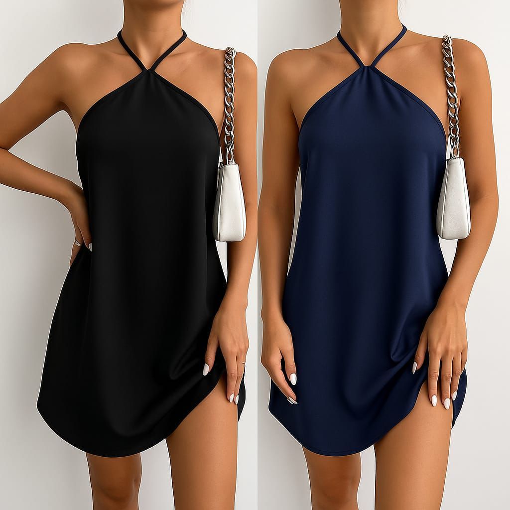 Vestido Alcinha Mídi Costas Nua Frente Única Sexy Curto Sem Bojo