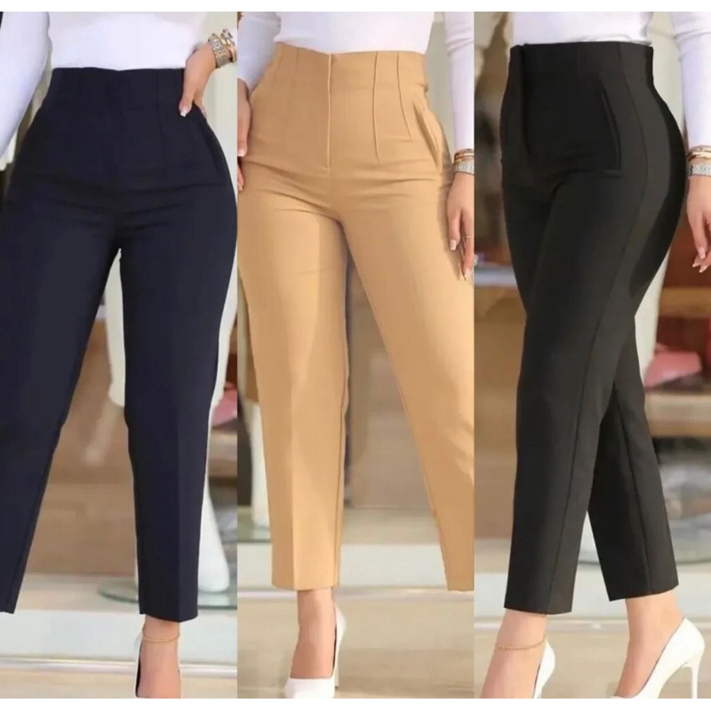 Calça Feminina Alfaiataria, Cintura Alta Elegante Moda Executiva