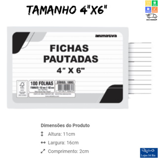 Ficha Pautada 4x6 Animativa São Domingos com 100 Fichas Para Fichário em Oferta na Shopee