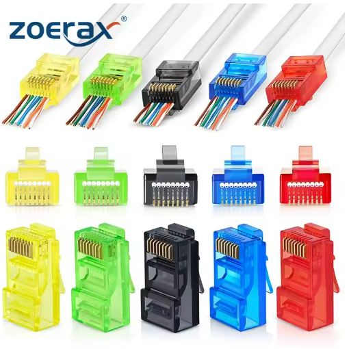 Conectores passadores rj45 cat6,  ez para crimpar, plugue modular para cabo de rede utp sólido ou trançado. 1 unidade.