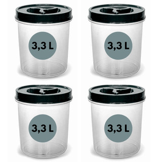 Conjunto 4 Potes Mantimento Redondo Transparente BPA FREE 3,3 Litros Tampa de ROSCA Cozinha Ateliê