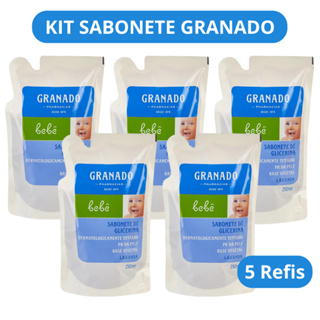 Kit 5 Unidades Sabonete Líquido Granado Bebê Lavanda - Refil 250ml Cada em Oferta na Shopee