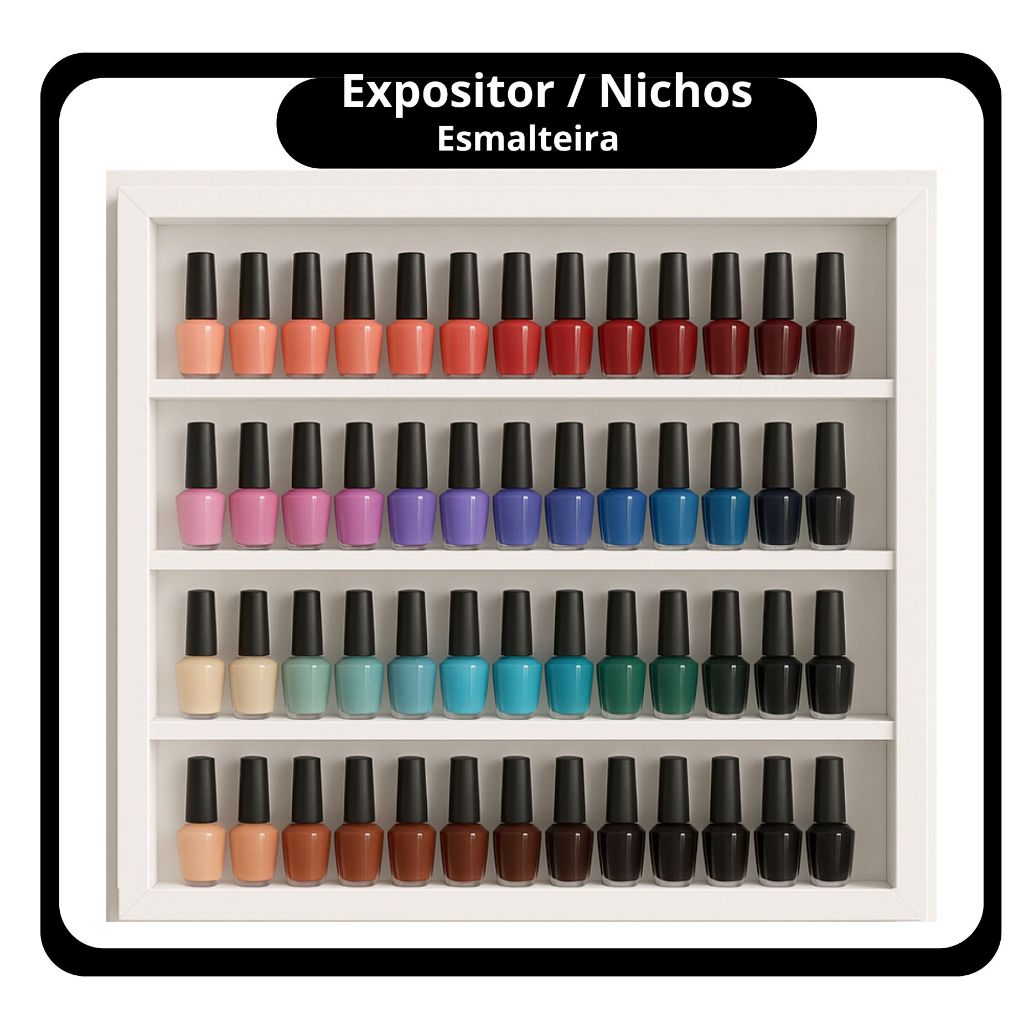 Expositor Nicho Organizador em Mdf  Para Esmalte Prateleira Para 70 Esmaltes Decoração Salão em Oferta na Shopee
