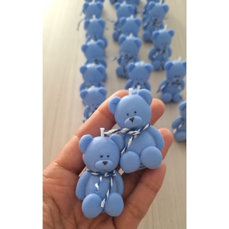 kit Mini Ursinho de vela para aniversario , saida maternidade , cha de bebe,cha revelaçao em Oferta na Shopee