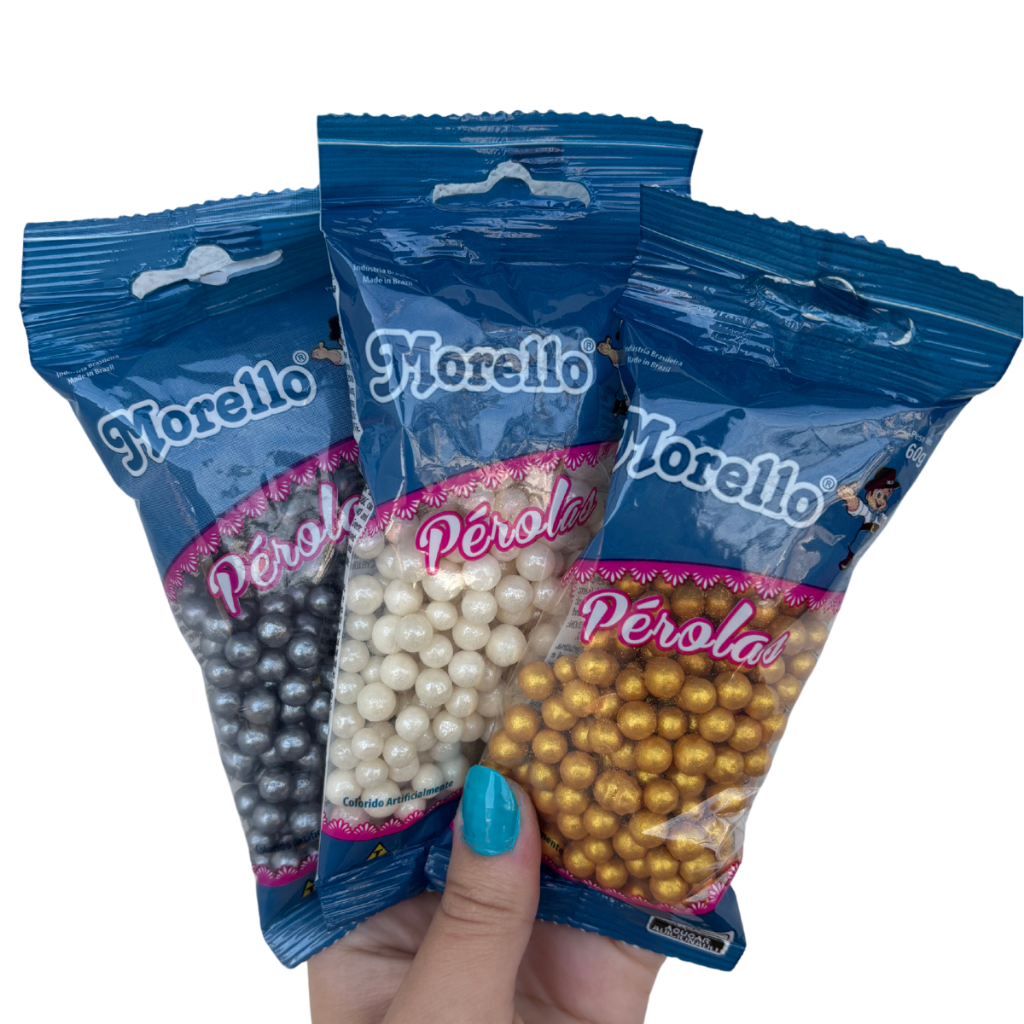 Pérola de Açúcar 100% Comestível Tamanho Médio 60g Diversas Cores - Morello em Oferta na Shopee