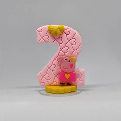 Vela de Aniversário Peppa Pig em Biscuit com Aplique | Vela Peppa Pig| Princesas | Pronta Entrega