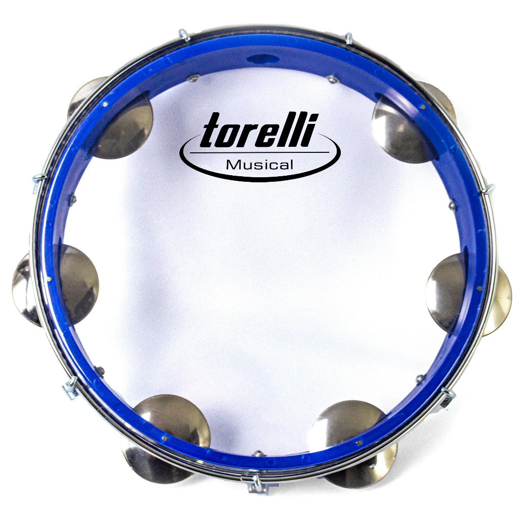 Pandeiro Azul  Torelli Tp848 8 Polegadas Pele Transparente
