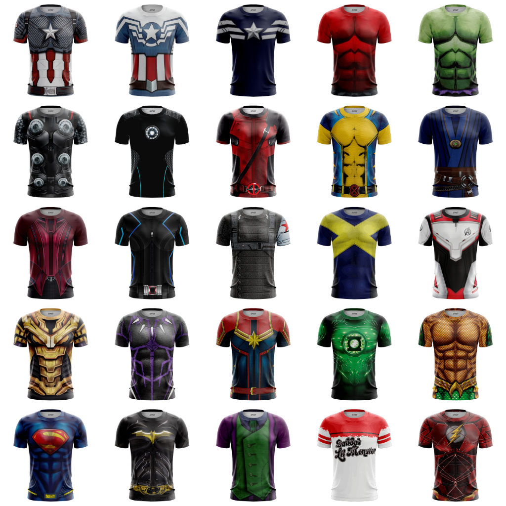 Camisa Camiseta Dryfit Premium  Super Heróis Traje 3d Deadpool Wolverine Capitão America com Proteção Uv Adulto Infantil em Oferta na Shopee