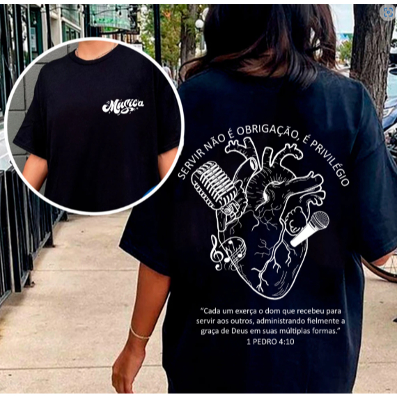 Camiseta Basica Unissex Crista Musica louvor servir não é obrigação, é privilegio em Oferta na Shopee