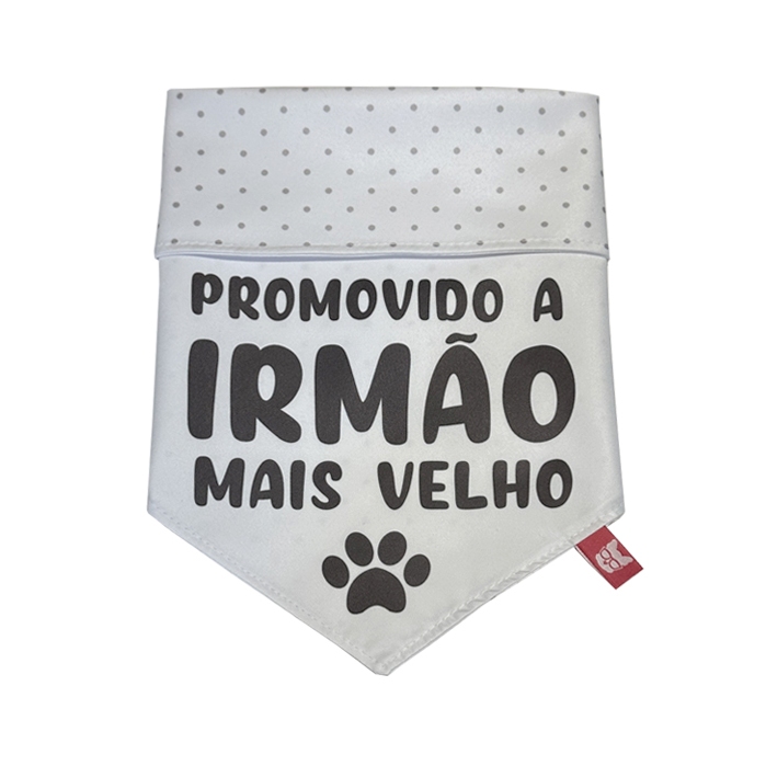 Bandana Pet Promovido A Irmão Mais Velho Dupla Face - Branco
