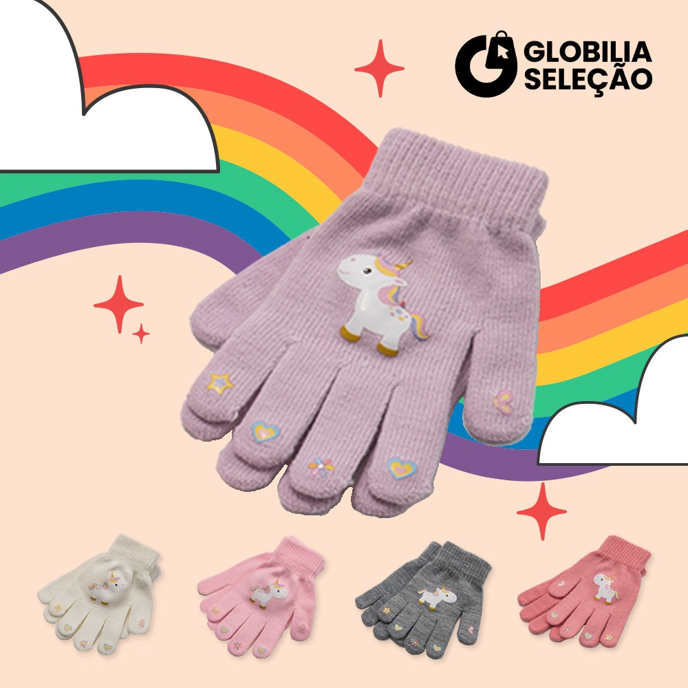 Luvas Infantil de Malha Menino Menina com fofo Unicórnio FYX0003UC