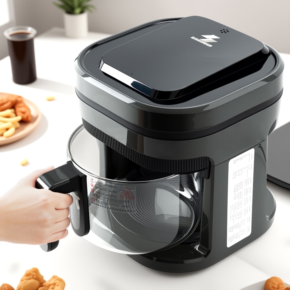 OKICASA Air fryer Recipiente de vidro de 4,5 L Preto Tela sensível ao toque inteligente Fr...