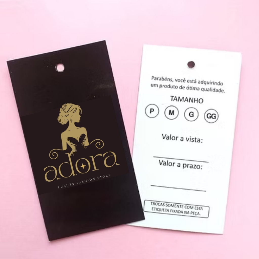 Tags Personalizadas 1000 unidades com Sua Logo e Nome para Marcar Roupas