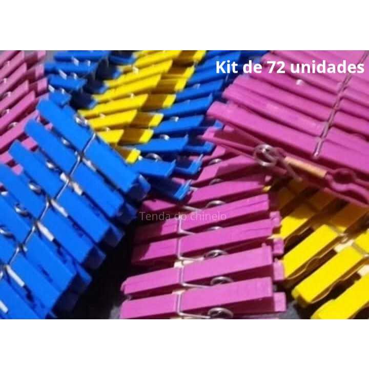 Prendedor Pregador De Roupa Plástico KIT 72 Unidades Mais Resistencia - REF - 72
