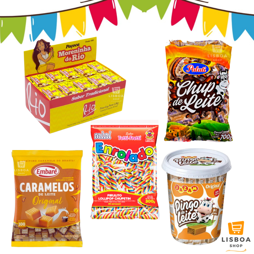 Doces Festa Junina Pingo de Leite Doce de Leite Caramelo e Pirulito