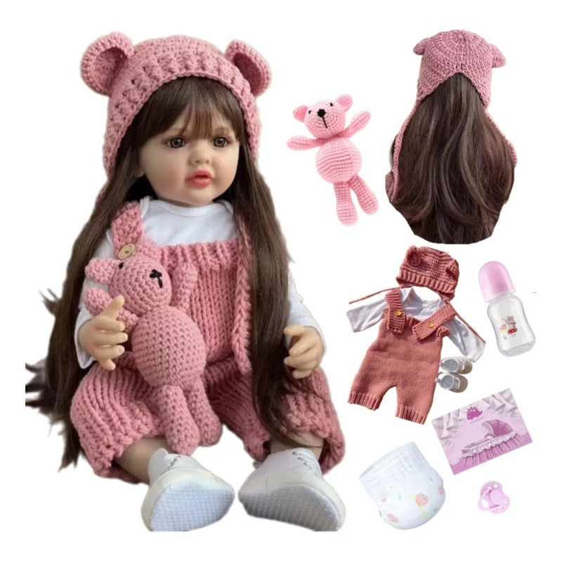 Bebê Reborn Boneca Menina Realista Completa Promoção Mamãe Bolsa Bonecas 100% 55cm com Acessórios Pode Banho Com Acessór em Oferta na Shopee