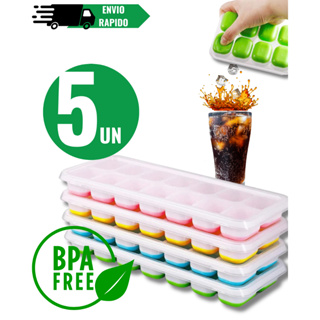 Conjunto 5 Formas de Gelo Silicone Sem Tampa Rígida Fundo Flexível Retangular Cor Aleatorio em Oferta na Shopee