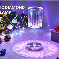 Abajur Luminária Diamante USB Recarregável 16 Cores Com Controle Remoto Sensível ao Toque - COD 75608