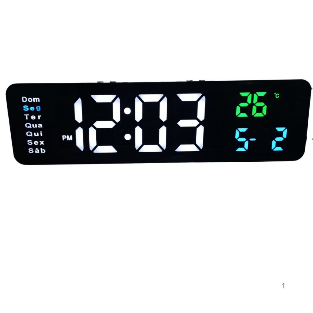 Relógio De Parede Led Digital Termômetro Recepção Grande 40cm Termômetro Data LE-2166